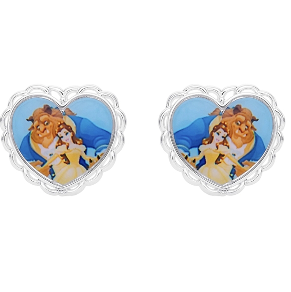 Disney Jewelry - Disney Beauty and the Beast heart stud earrings